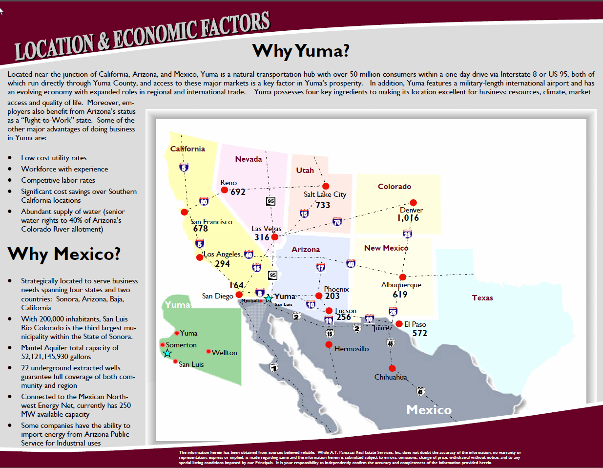 location and economic factors for yuma warehouse or industrial site